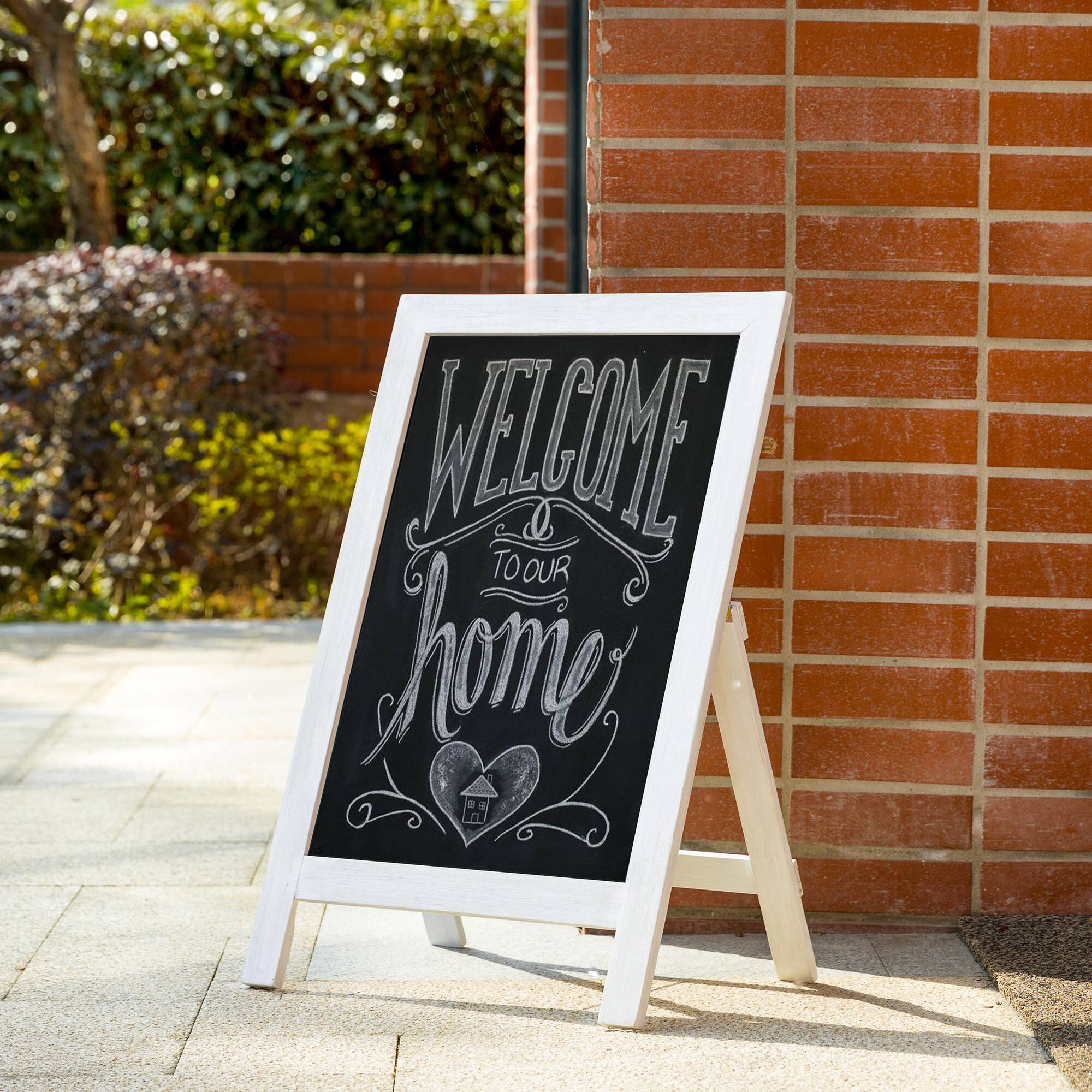 Glitzhome® 30" White Wood Chalkboard